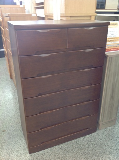 木製 ダークブラウン 6段ハイチェスト 【9659900】