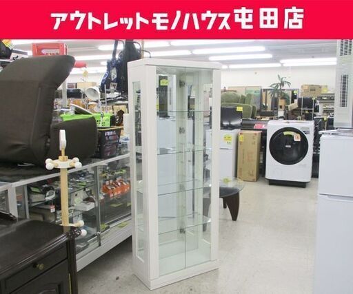 コレクションボード 幅62 ライト付き ガラス棚 4段 ホワイト 札幌市 北区 屯田