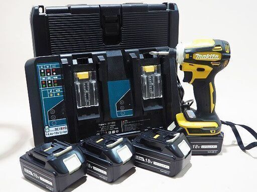 【苫小牧バナナ】makita/マキタ TD172D インパクトドライバ フレッシュイエロー 18V 楽らく4モード 動作品 社外バッテリー4個/社外充電器付き♪