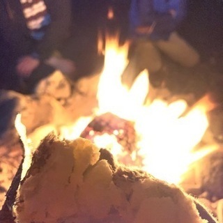 京都で焚き火で焼芋してみた♡