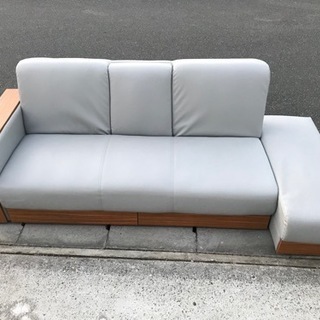2021年購入品　3人がけ　レザーソファー　オットマン付き　グレ...
