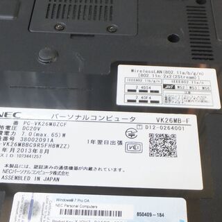 只今特価NEC CI5ｍSATA・SSD搭載正常動作美品の画像