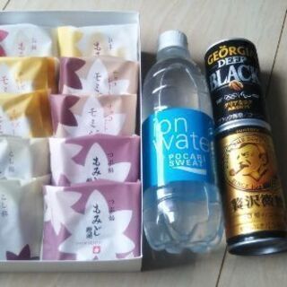 【値下げ中】もみじ饅頭10個入＋缶コーヒー2本＋イオンウォーター