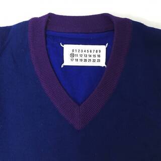 ⭕⭕⭕HY4/81 希少 MARTIN MARGIELA 10 バイカラー 切替 Vネック ニット セーター S ここのえ イタリア製 再構築 レプリカ マルタン マルジェラ⭕⭕⭕の画像
