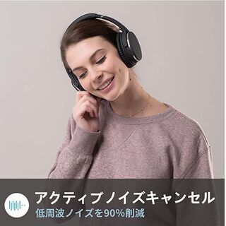 【動作確認OK】アクティブノイズリダクション（ANC）機能付き ヘッドホン Bluetooth ヘッドフォン ANCノイズキャンセル ワイヤレス オーバーイヤー ヘッドセット 消音  密閉型 折りたたみ式 Amazon限定ブランド NC25 ブラック の画像