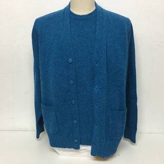 ⭕⭕⭕HY4/64 13AW Mr.GENTLEMAN フェイクレイヤード アンサンブル カーディガン メンズ XL サイズ ブルー ウール トップス 極美品⭕⭕⭕の画像