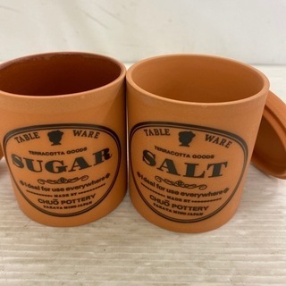 🟫🟤 未使用品👯‍♂️テラコッタ砂糖 塩 ポットセット 👨🏻‍🍳👨🏻‍🍳の画像
