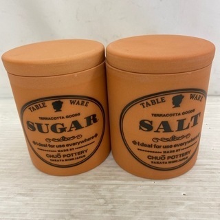🟫🟤 未使用品👯‍♂️テラコッタ砂糖 塩 ポットセット 👨🏻‍🍳...