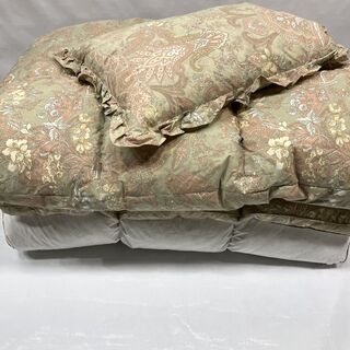 極美品 羽根組布団3点セット シングルサイズ 羽毛 掛布団 敷布...