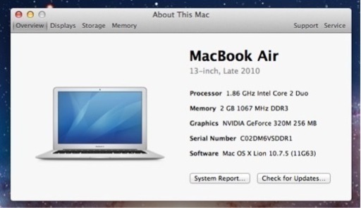 MacBookAir 13 inch Late 2010