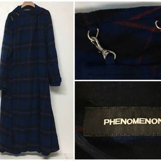 ⭕⭕⭕HY3/73 12AW PHENOMENON フェノメノン チェック柄 ガウン コート アウター ジャケット 薄手 メンズ L 40 ブルー⭕⭕⭕の画像