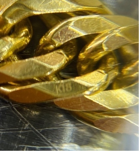 【中古品】K18 喜平リング　12面トリプル　17号 6.1g［57］