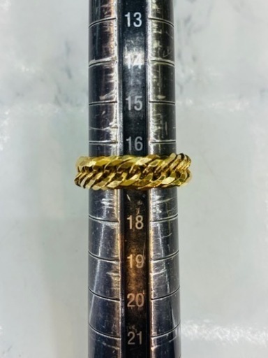 【中古品】K18 喜平リング　12面トリプル　17号 6.1g［57］