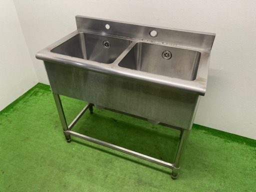 業務用　ステンレス　２槽シンク流し台　厨房　店舗　飲食店　W９００ｘＤ４５０ｘＨ８００ｍｍ