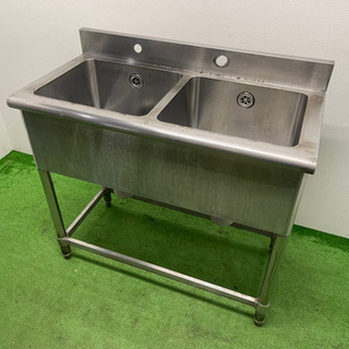 業務用　ステンレス　２槽シンク流し台　厨房　店舗　飲食店　W９００ｘＤ４５０ｘＨ８００ｍｍ