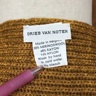 ⭕⭕⭕BY9/45 DRIES VAN NOTEN ドリスヴァンノッテン 光沢 メリノウール マフラー イエロー メンズ　レディース ベルギー製 イエロー ストール⭕⭕⭕の画像