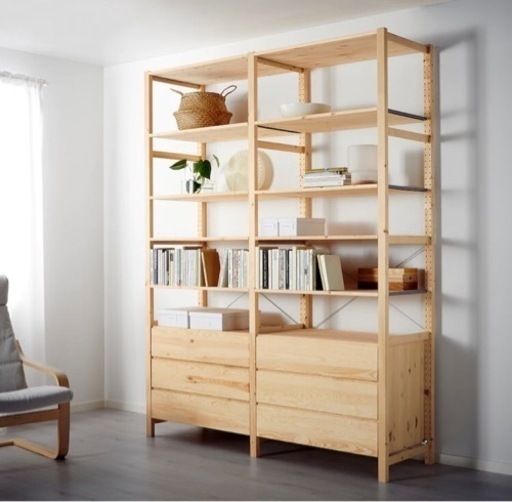 IKEA 中古美品（連結無・有、両方可能）IVAR イーヴァル シェルフユニット, パイン材