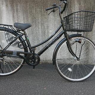 27インチ 黒自転車6段切替 かご、鍵2付き  豊平区福住
