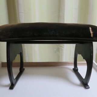 脇息　ひじ掛け　黒　破れあり　ＤＩＹで飾り台としても！