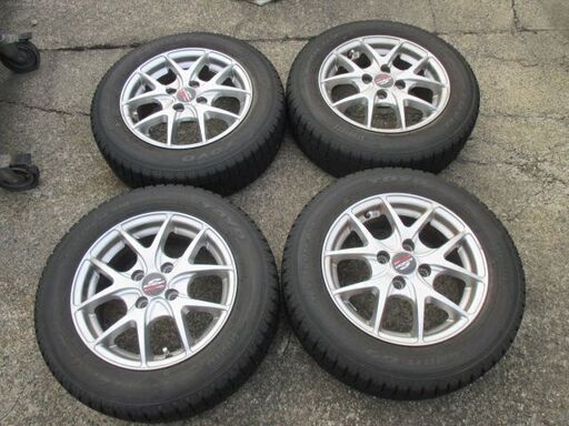 【はめ替えOK】165/70R14 中古スタッドレスタイヤ&中古アルミ4本セット 4穴 PCD100