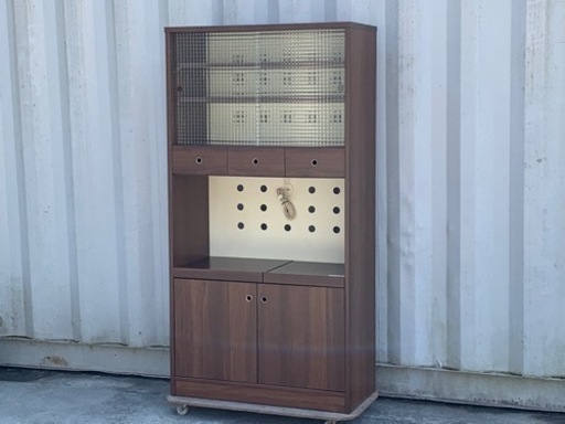 格安で！ノーチェ 食器棚◇レンジボード◇レトロ風◇北欧デザイン◇ブラウン