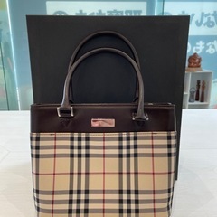 BURBERRYバーバリー　ノバチェック柄　ナイロンキャンバス×レザー