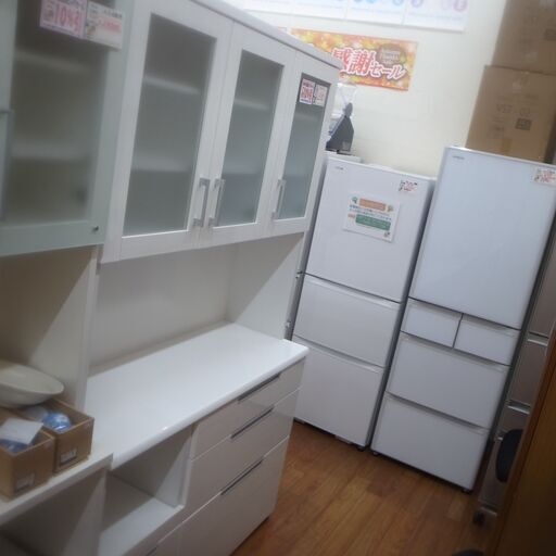 オープン食器棚　横幅約105cm　高さ約200cm　奥行45cm 　ホワイト【モノ市場東浦店】　　ｙ