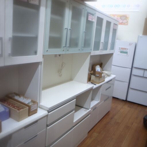 キッチンボード　横幅約80cm　高さ約200cm　奥行き約44cm　ホワイト【モノ市場東浦】