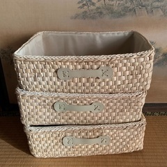 ニトリ　カラボサイズ　収納ボックス　繊維編みカゴ　3個セット