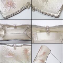 AA647 がま口 成人式 孔雀 刺繍 和装 振り袖 クラッチバッグの画像