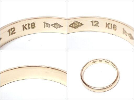 E508 K18 ゴールド YG 2.7g 指輪 リング シンプル アクセサリー