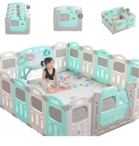 【新品未使用】ベビーサークル　プレイヤード　ドア付き　折りたたみ　高さ60cm