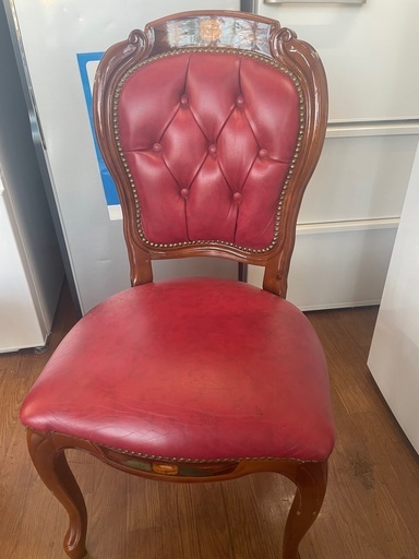 猫脚ヴィンテージチェア　レッド✖️ブラウン　座面キズ多数