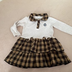 韓国子供服　フリルスカート　茶色　厚手　ワンピース130