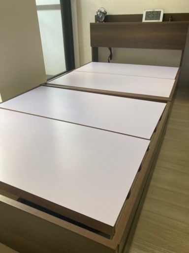 ベットフレーム 収納付き 引き出し付き 木製 棚付き 宮付き コンセント付き