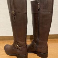ロングブーツ　23.5㎝　本革　ダークブラウンの画像