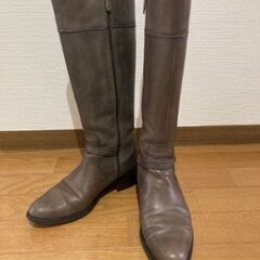 ロングブーツ　23.5㎝　本革　グレージュ