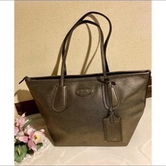 極美品☆COACH☆レザー トートショルダーバッグ☆ブロンズ系  素敵?