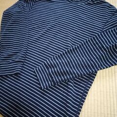 ユニクロ　ヒートテック　フリースモックネックT　長袖　ボーダー　...