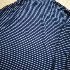 ユニクロ　ヒートテック　フリースモックネックT　長袖　ボーダー　ネイビー　紺色の画像