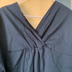 袖チェック 後ろギャザー 黒 Ｍの画像