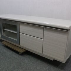 ニトリ ローボード ポスティア 幅150 ハイグロスホワイト 木目 TV台 NITORI AVボード 中古家具 店頭引取歓迎 R4463)