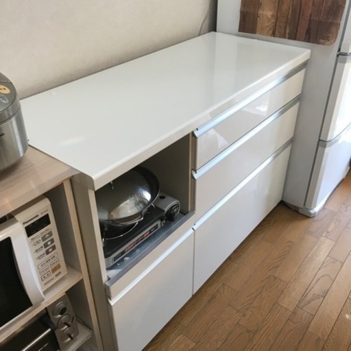 パモウナ食器棚　キッチンボード　食器棚　幅120cm 高さ85cm 奥行50cm 下置き　パモウナ　ソフトクローザー　引き出し