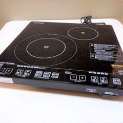 アイリスオーヤマ　2口IHクッキングヒーター　音声ガイド付き　ブ...