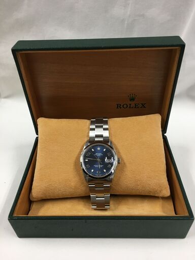 年始特別価格！！　ロレックス  ROLEX オイスターパーペチュアル デイト 自動巻き SS ブルー文字盤 飛びアラビア 15200 U番　堺市　石津