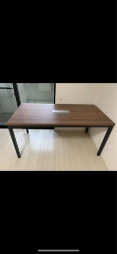 会議用テーブル  オフィステーブル　デスク　 配線ボックス付き 【ウォールナット】