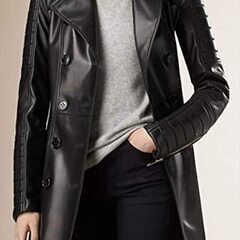 本羊革 レディーストレンチコート レザーロングジャケット Sheep Leather Ladies Long trench coat