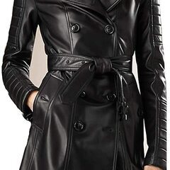 本羊革 レディーストレンチコート レザーロングジャケット Sheep Leather Ladies Long trench coat