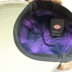 Dickies ディッキーズ モコモココーデュロイフライトキャップ 裏地チェック柄 カーキ 57～59cmの画像