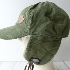 Dickies ディッキーズ モコモココーデュロイフライトキャップ 裏地チェック柄 カーキ 57～59cmの画像